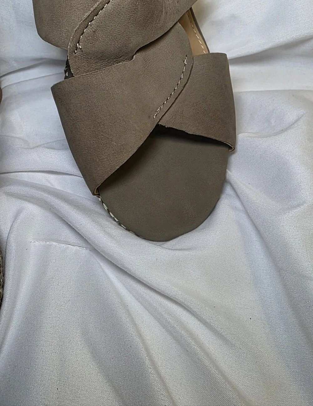 Hush Puppies Khaki Woven Chevron Wedge Sandals Size 9.5